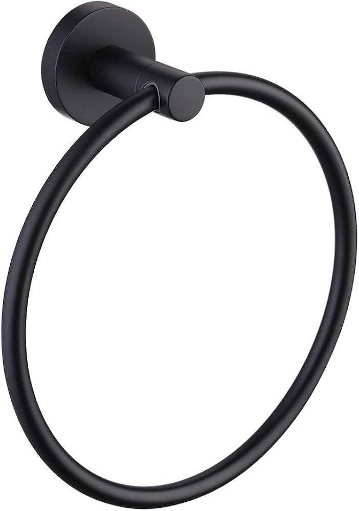 KES Black Hand Towel Holder for Bathroom Towel Ring Bath Towel Holder Wall Mount SUS 304 Stainles... | Amazon (US)