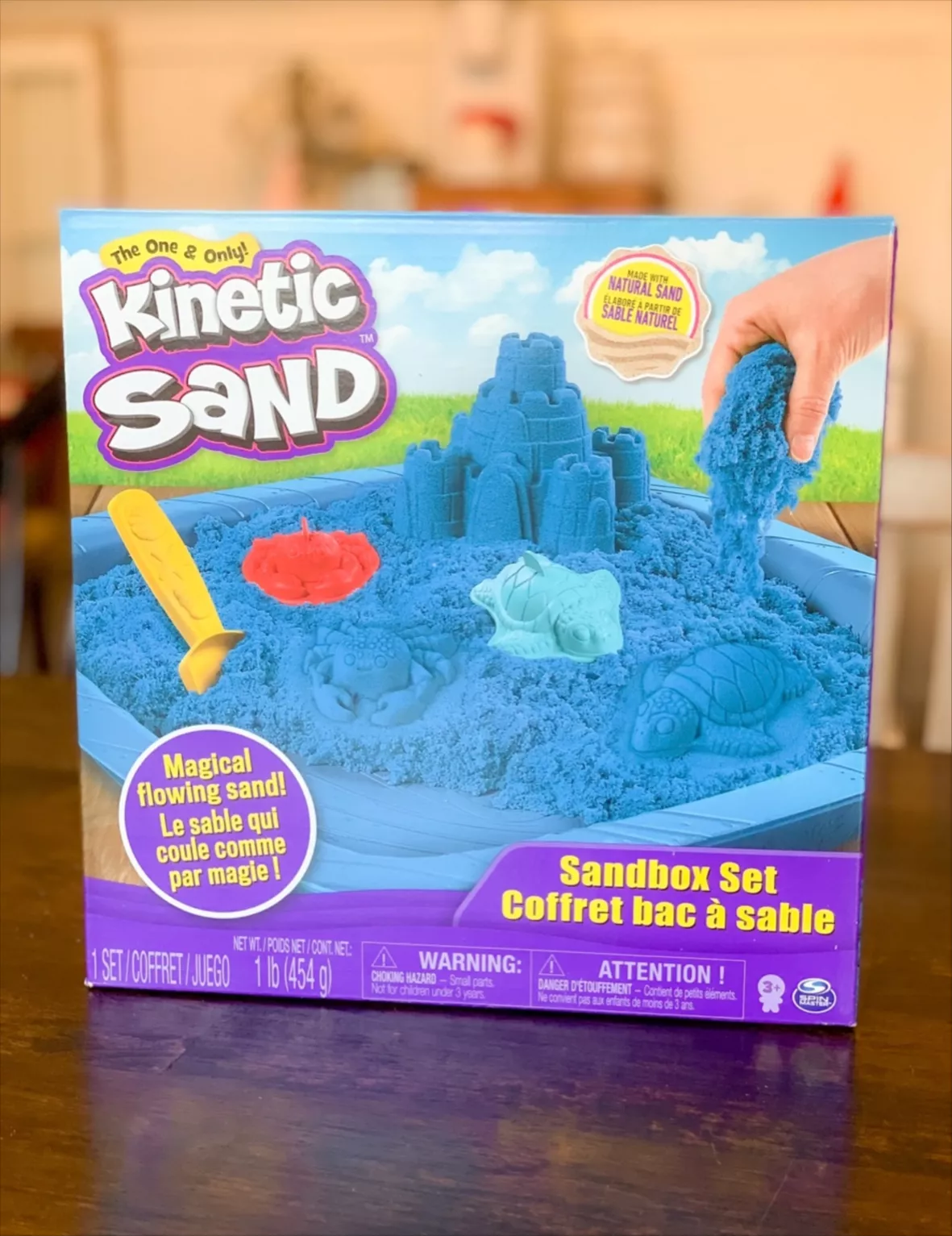 The One Only Kinetic Sand Blue Sandbox Set 1lb Sand, Molds Tools