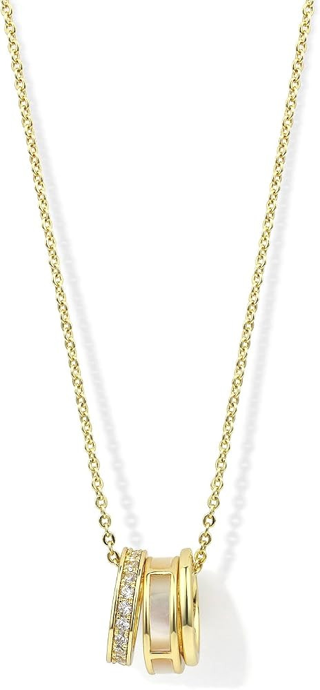 14k Gold Plated Circle Pendant Necklace for Women Dainty CZ Gold Necklace for Women | Amazon (US)