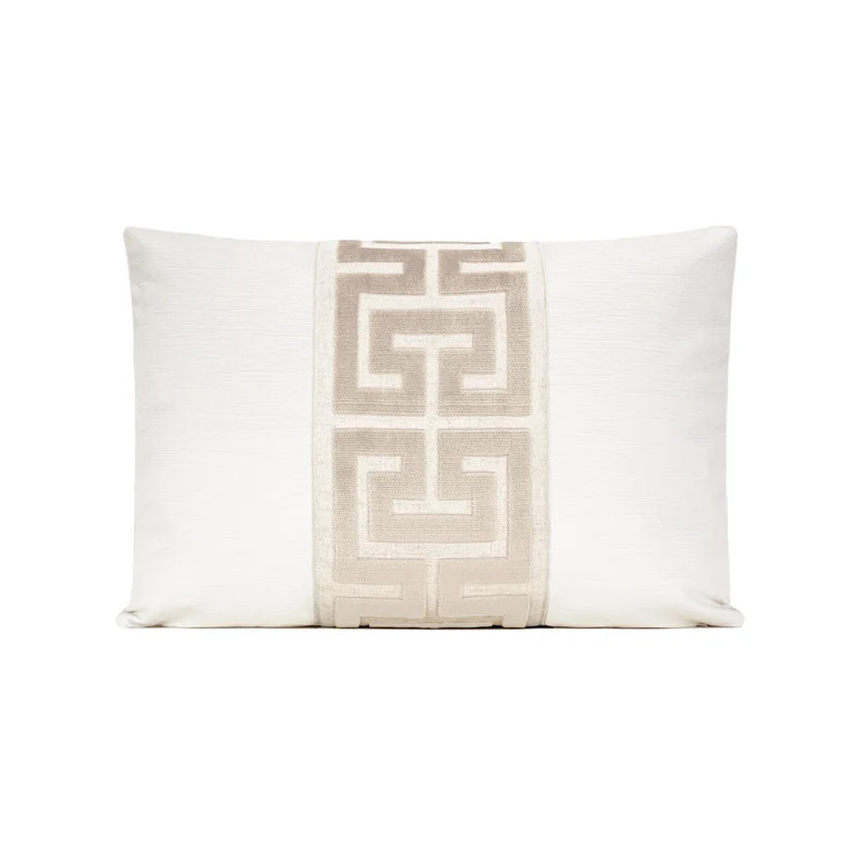 Alabaster Velvet Pillow Cover With Pearl Greek Key Trim 18x18, 20x20, 22x22, Lumbar 14x20, 15x22,... | Etsy (US)
