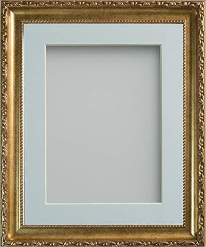 Frame Company Brompton Gold 16x12 inch Frame With Light Blue Mount for Image 13x9 inch *Choice of sizes* Fitted with Real Glass | Amazon (UK)