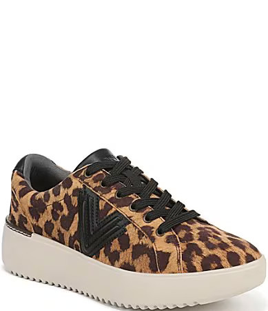 Vionic Kearny II Lace Up Leopard Print Suede Platform Sneakers - 13 | Dillard's