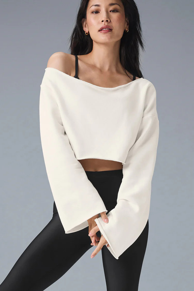 Cropped Barre Shoulder Coverup - Ivory | Alo Yoga (US)