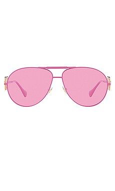 VERSACE Metal Aviator Sunglasses in Matte Pink from Revolve.com | Revolve Clothing (Global)