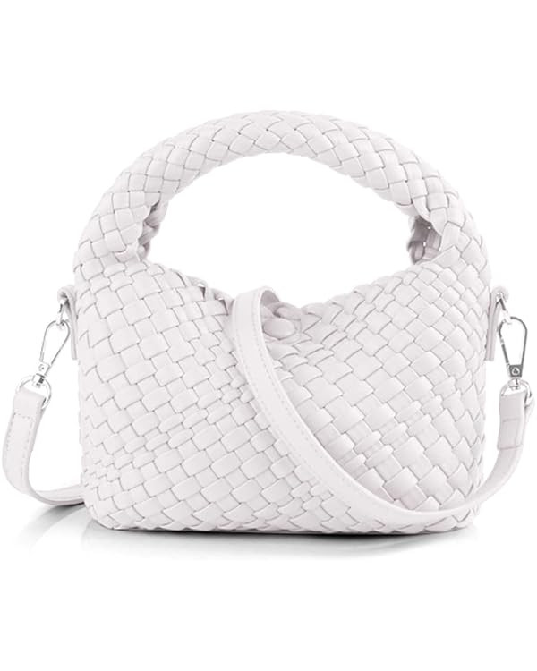 Women Woven Tote Small Crossbody Bag, Weave Quilted Purse Square Shoulder Bag Woven Handbag with ... | Amazon (US)