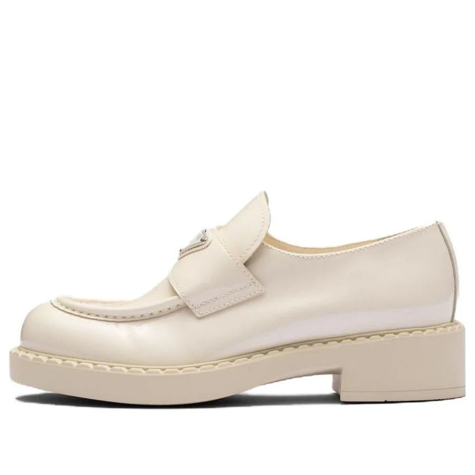(WMNS) PRADA Chocolate Patent Leather Loafers 'Ivory' | KICKS CREW
