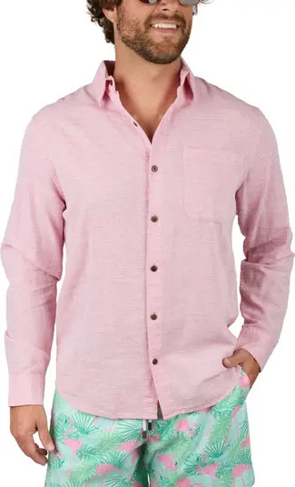 The Rosé Blusher - Long Sleeve Pink Linen Shirt | Nordstrom
