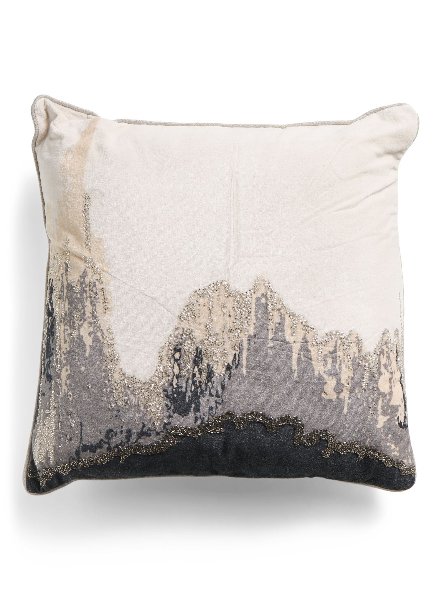 20x20 Velvet Printed Pillow With Beaded Embroidery | TJ Maxx
