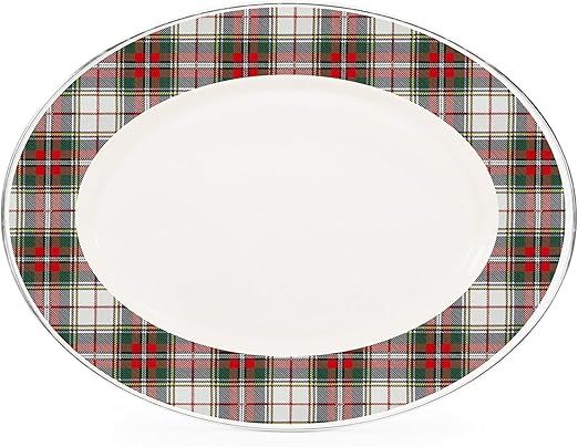 Golden Rabbit Enamelware - Highland Plaid Pattern - 12 x 16 Oval Platter | Amazon (US)