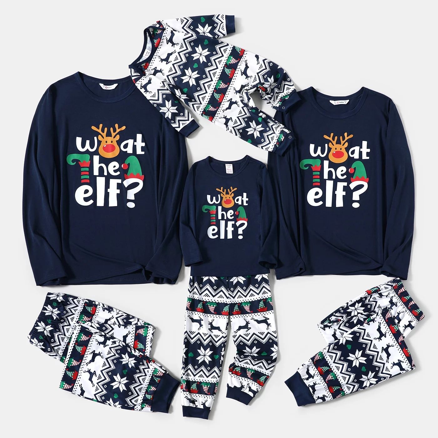 PatPat Christmas Family Matching Dark Blue Graphic Long-sleeve Pajamas Sets - Walmart.com | Walmart (US)