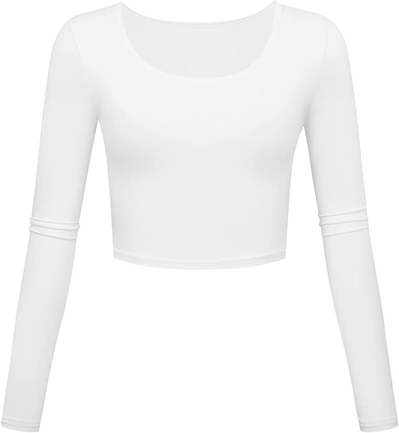 KLOTHO Lightweight Yoga Crop Tops Slim Fit Long Sleeve Workout Shirts for Women | Amazon (US)