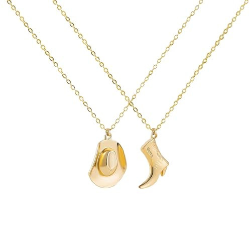 IQPDYV Western Cowboy Boots Necklace for Women Cowgirl Boot Necklace 14K Gold Plated Cowboy Hat Pendant Necklace Western Style Jewelry Gifts (B Style) | Amazon (US)