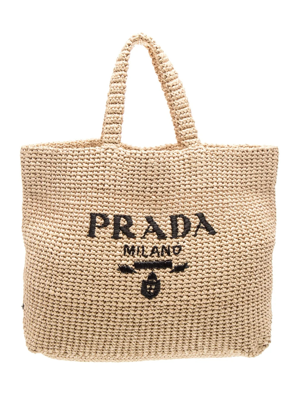 Enameled Metal Triangle Raffia Logo Tote | The RealReal