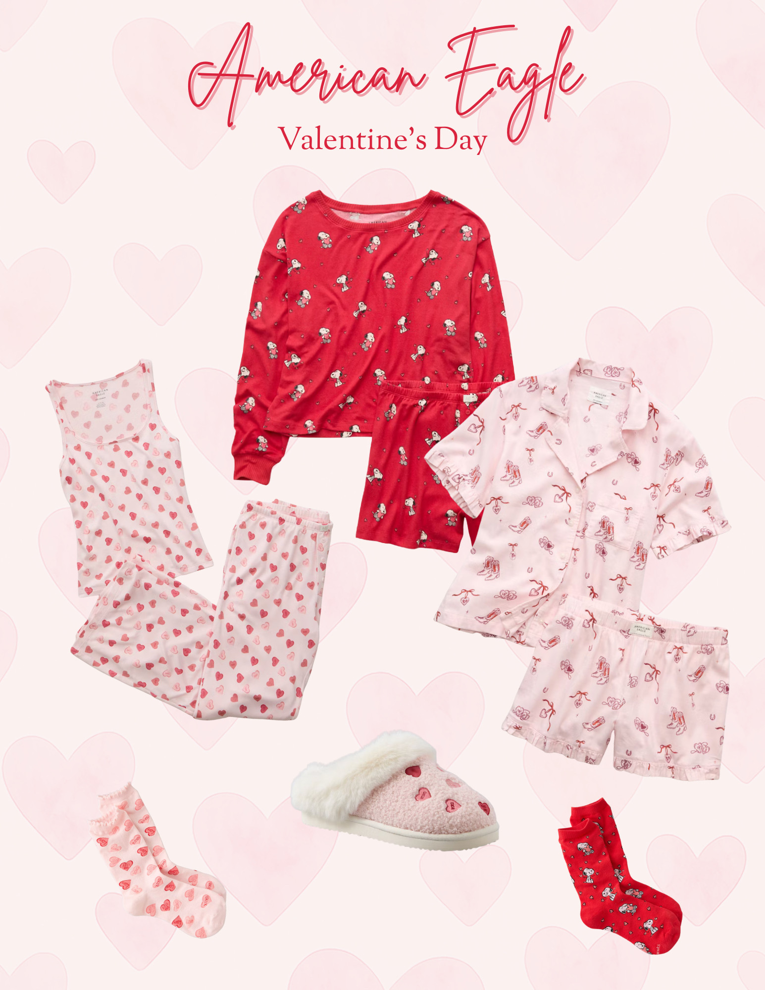American Eagle understood the assignment with these Valentine’s Day goodies 😍
The PJs, socks, and slippers are SO soft, cozy, and perfect for lounging, movie nights, or matching with your littles 💕
Whether you’re doing a low-key Valentine’s at home or just love all things pink + hearts, this set is a must.
Comfort level: 10/10. Cute factor: 100/10.
#LTKfinds #LTKValentines #LTKstyle #LTKmom #ValentinesDayStyle #CozyVibes #PajamaGoals #MatchingPJs #AmericanEagle #AEStyle #StayAtHomeMom #MomLifeStyle #CozyHome #ValentinesPJs #SlipperStyle #SockObsessed 

 #LTKValentine #LTKootd #LTKmomlife