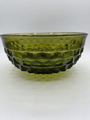 Indiana Whitehall Colony Cubist Avocado Green Glass Large 11.5" Salad Bowl  | eBay | eBay US