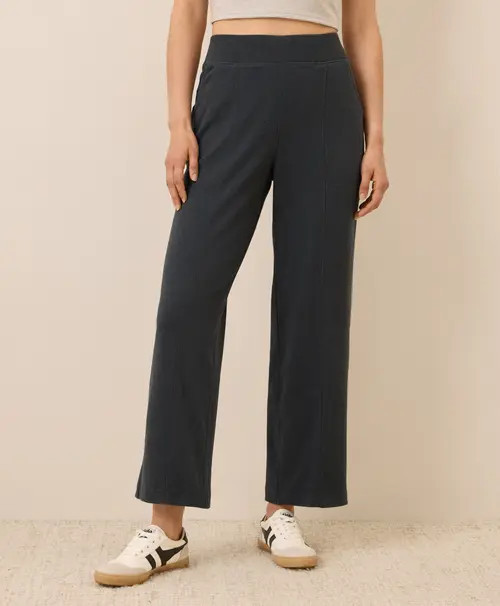 Pact Organic Cotton Airplane Pintuck Wide Leg Pant in Charcoal Heather at Nordstrom, Size 3X-Large | Nordstrom