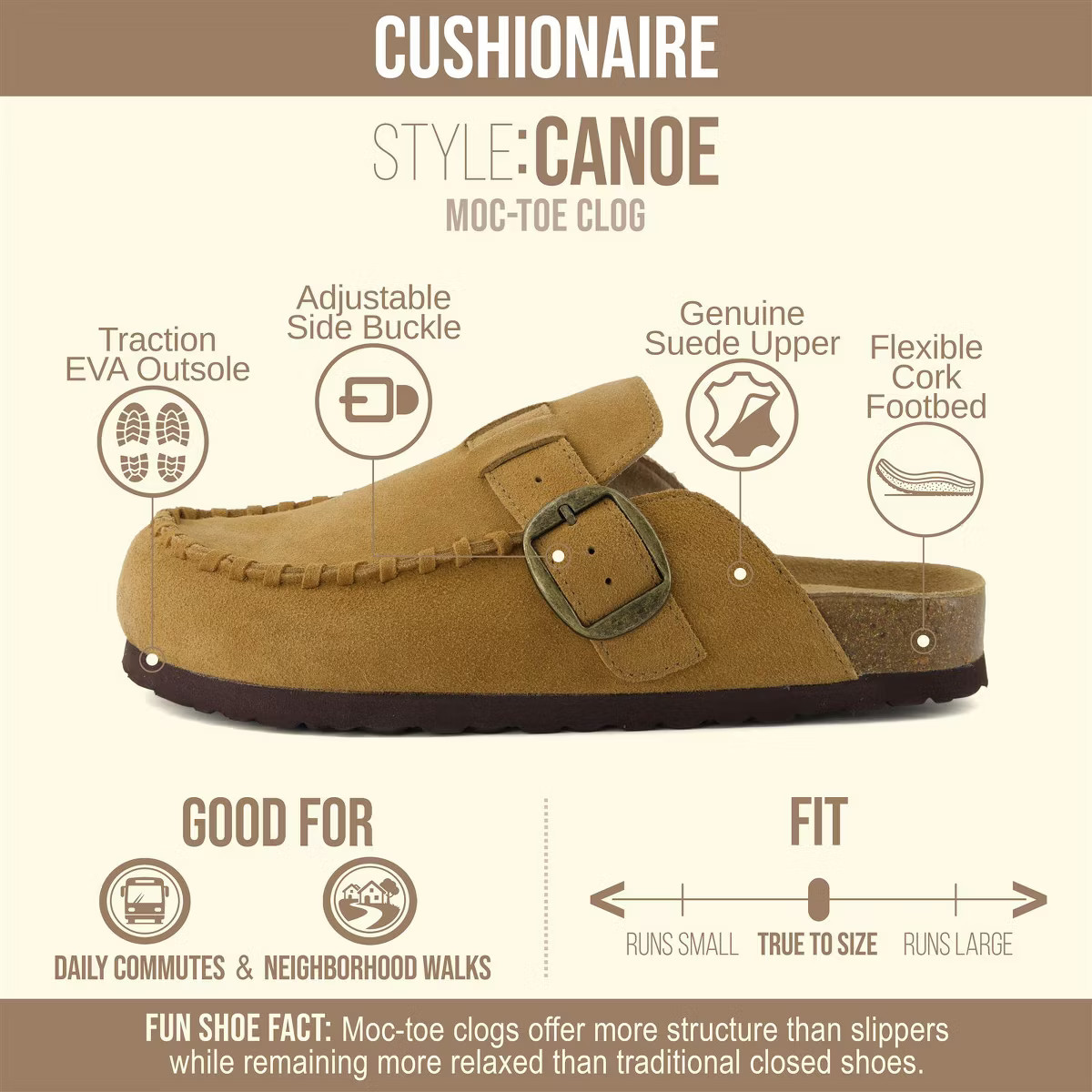 CUSHIONAIRE Canoe Genuine Suede Clogs for Women Footwear with Moc Toe Design –Casual Slip On Womens Shoes, Dark Brown 11 | Target