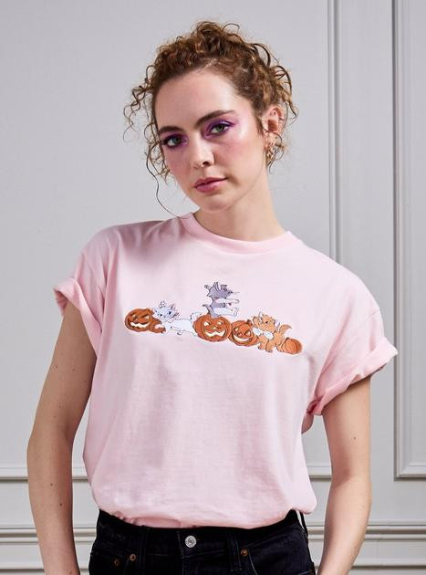 Disney The Aristocats Kittens & Jack-o-Lanterns Embroidered Women's T-Shirt - BoxLunch Exclusive | BoxLunch