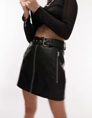 Topshop biker PU skirt in black | ASOS (Global)