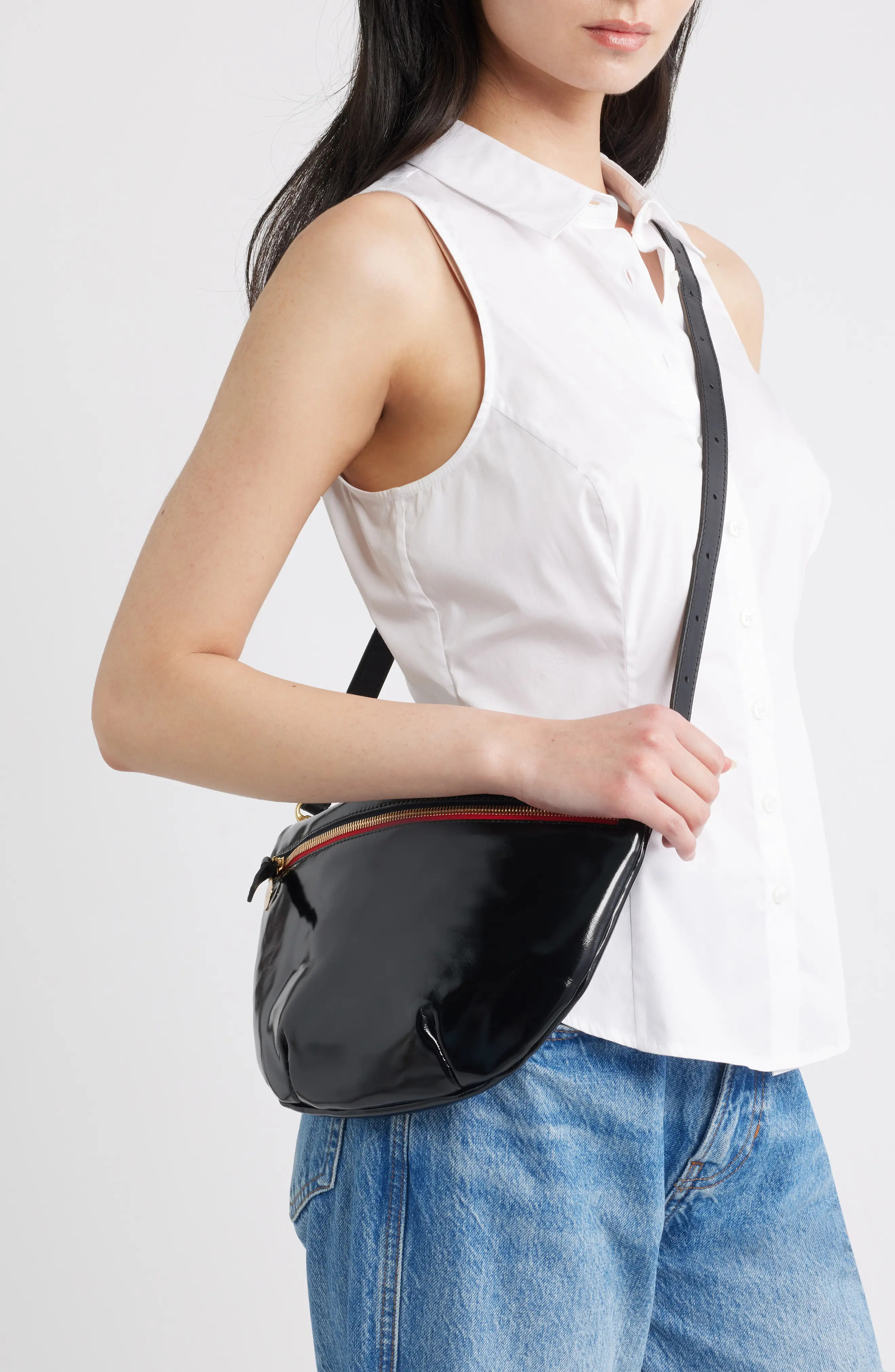 Clare V. Grande Fanny Leather Belt Bag in Black Glace at Nordstrom | Nordstrom