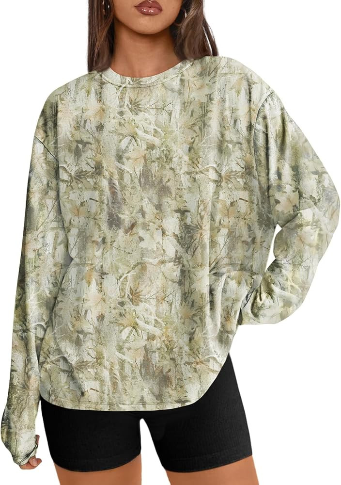 Trendy Queen Womens Spring Tops Oversized Long Sleeve T Shirts 2026 Basic Tee Fall Casual Workout... | Amazon (US)