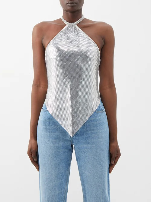 Paco Rabanne - Backless Chainmail Halterneck Top - Womens - Silver | Matches (US)