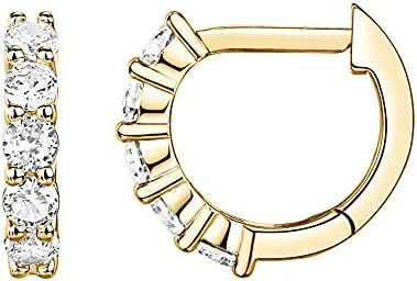 PAVOI 14K Gold Plated 925 Sterling Silver Post Pave Cubic Zirconia Huggie Hoop Earrings for Women | Amazon (US)