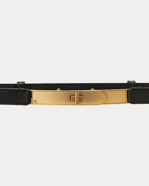 Turn-Lock Skinny Leather Belt | Ralph Lauren (UK)