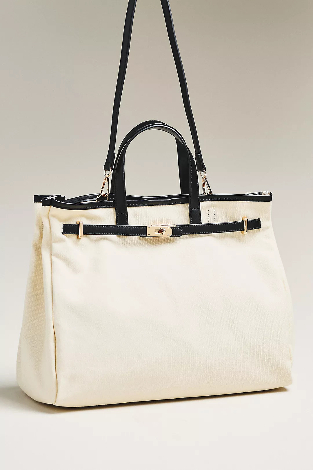 Faux Leather Trim Belted Canvas Tote | Anthropologie (US)