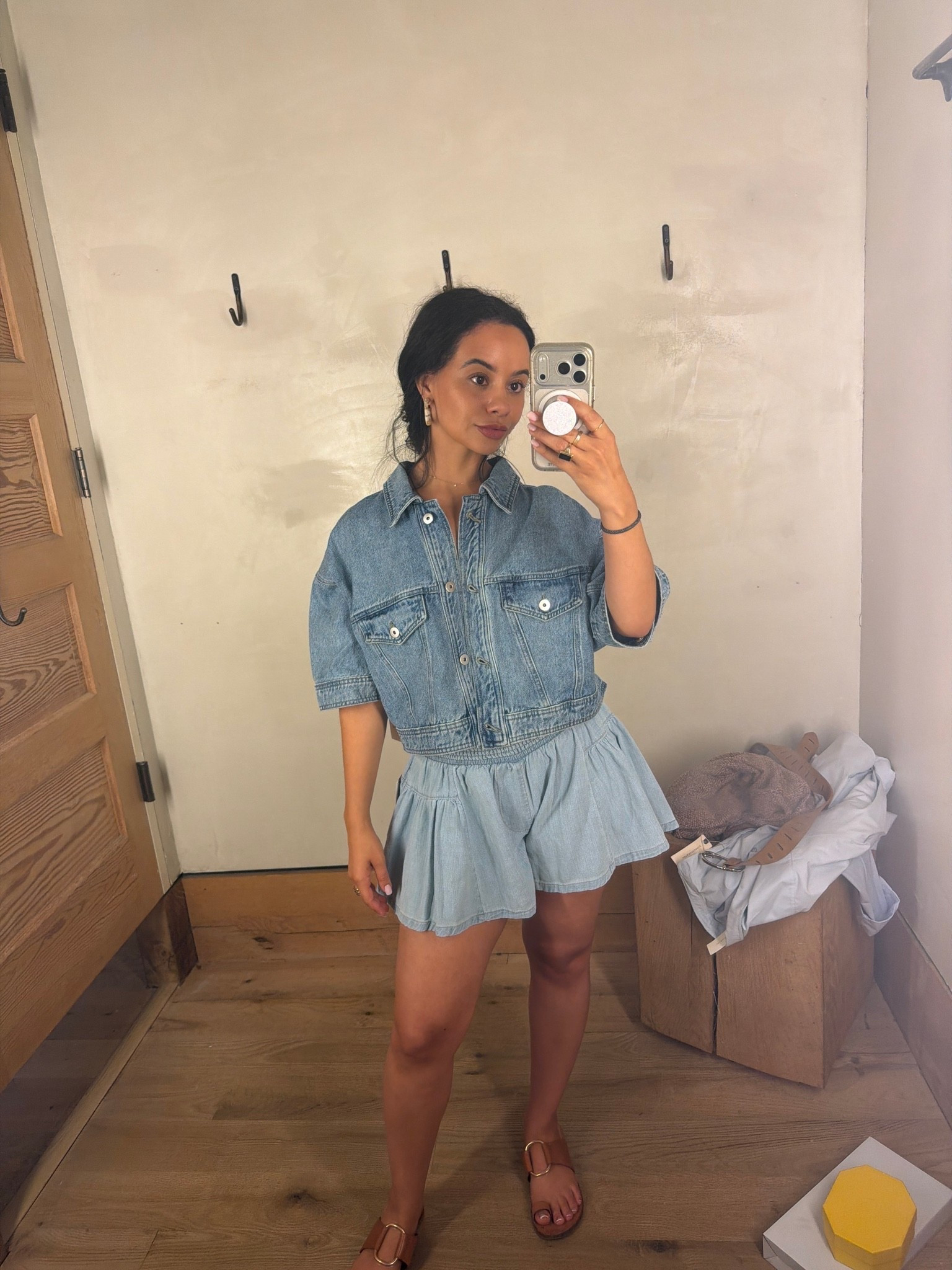Love this short sleeve jean jacket and short set. 🤍

Size small in both.

#LTKootd #LTKdayinmylife #LTKPetite