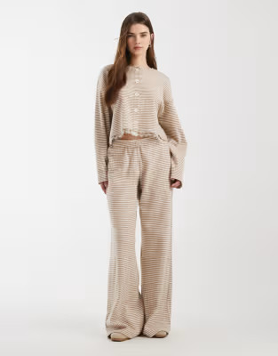 Miss Selfridge brushed wide leg trousers in stripe | ASOS (Global)