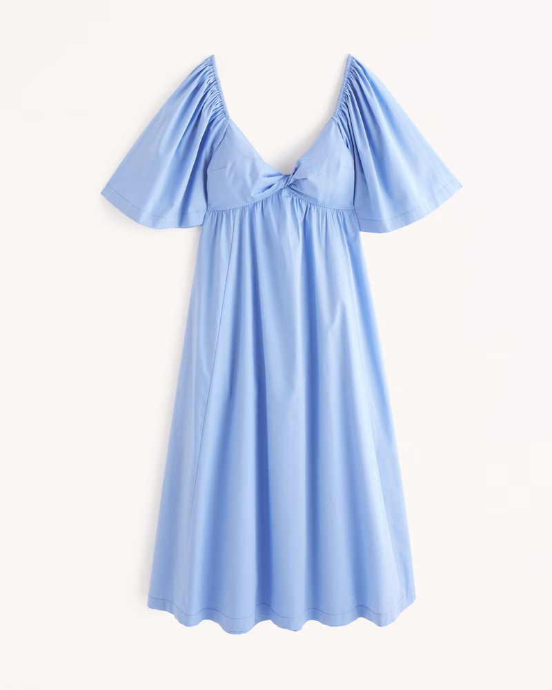 Angel Sleeve Twist-Front Midi Dress | Abercrombie & Fitch (US)
