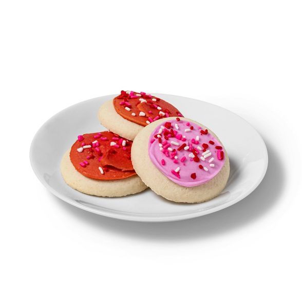 Valentine's Day Pink & White Frosted Cookies - 13.5oz/10ct - Favorite Day™ | Target