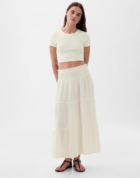 Gap sale / gap off white gauze skirt/ white maxi skirt 