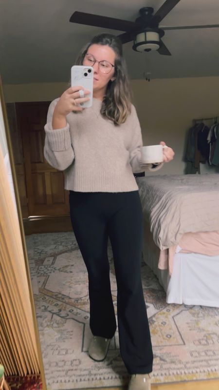 My flare leggings are from OGL MOVEA but I linked similar. My sweater is a size medium- I sized up bc it’s a cropped fit 

#LTKfindsunder50 #LTKSeasonal #LTKstyletip