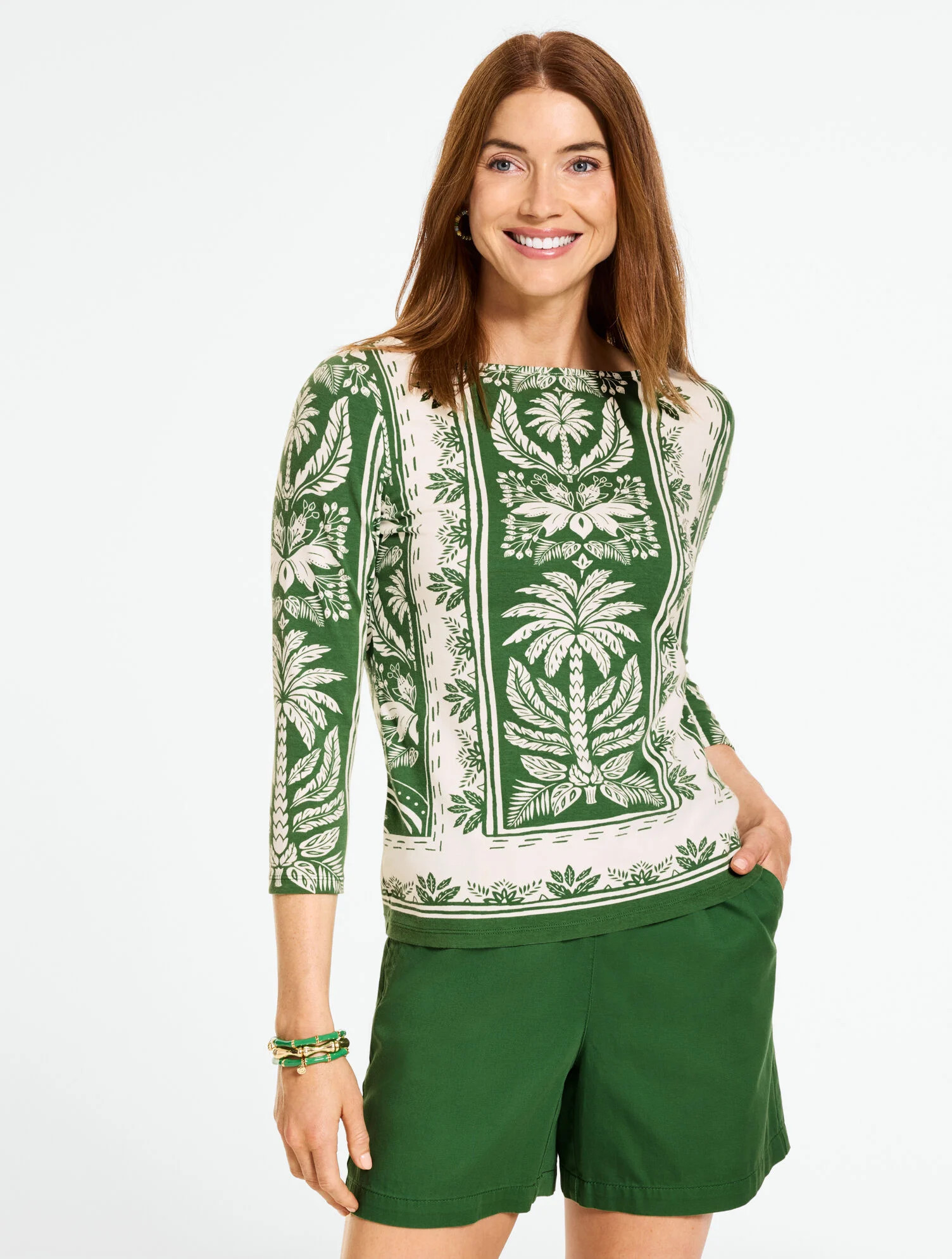 Bateau Neck Tee - Tropical Damask | Talbots