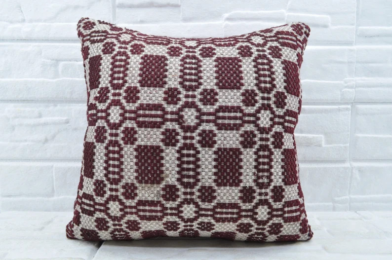 burgundy striped kilim pillow handmade kilim pillow 20"x20" cushion cover turkish kilim pillow ho... | Etsy (CAD)