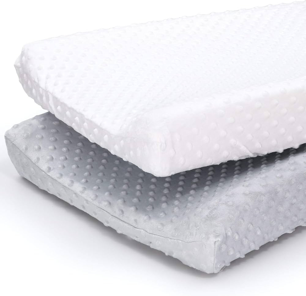 The Peanutshell Plush Minky Changing Pad Covers for Baby Boys or Girls | 2 Pack Set in Unisex Gre... | Amazon (US)