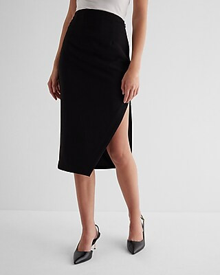 Stylist Super High Waisted Side Slit Midi Pencil Skirt | Express