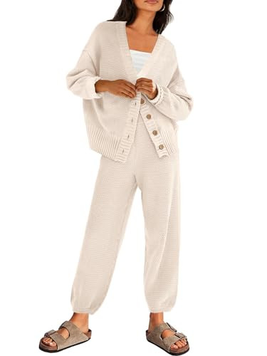 LILLUSORY Womens Cardigan Pants Sets 2 Piece Slouchy Sweater Loungewear | Amazon (US)