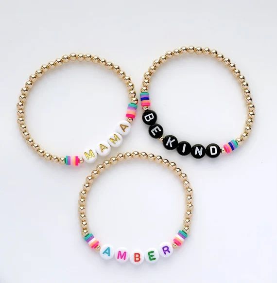 Rainbow Phrase Beaded Bracelet  Personalized Beaded Name - Etsy | Etsy (US)