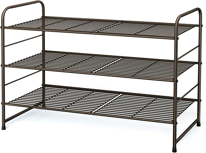 Simple Trending 3-Tier Stackable Shoe Rack, Expandable & Adjustable Shoe Shelf Storage Organizer,... | Amazon (US)
