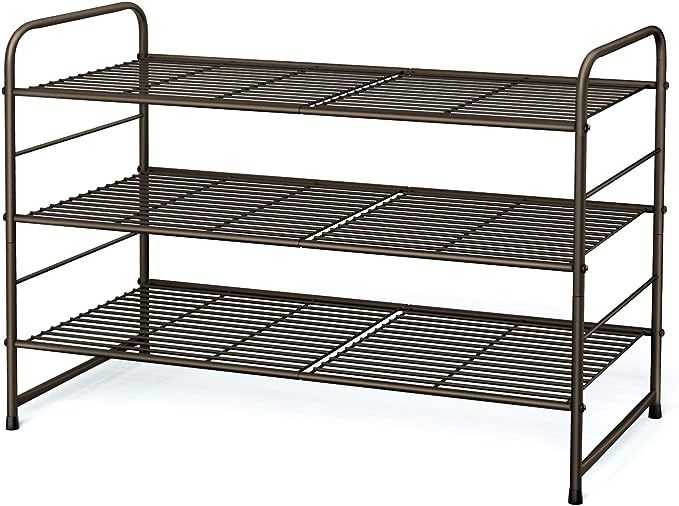 Simple Trending 3-Tier Stackable Shoe Rack, Expandable & Adjustable Shoe Shelf Storage Organizer,... | Amazon (US)