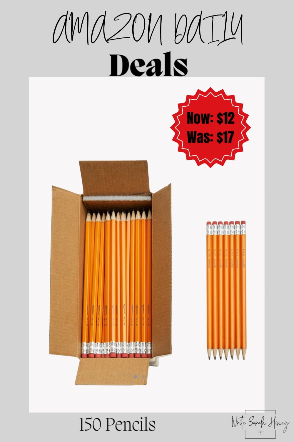 Score Big Savings for Back to School with this Amazon Daily Deal! Grab a box of 150 pencils while supplies last. Don't miss out—offer ends soon! Shop Now!
#BacktoSchool
#BTS
#AmazonDeal
#DealOfTheDay
#AmazonFinds
#LimitedTimeOffer
#TodayOnly
#FlashSale
#DailyDeal
#ShopSmart
#AmazonDiscount
#SavingsAlert
#ShopNow

#LTKBacktoSchool #LTKSaleAlert #LTKKids