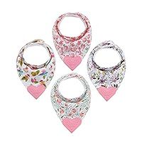 Baby Bandana Teething Bibs with Attached Silicone Teether - Set Of 4 - Solid Pinks | Amazon (US)