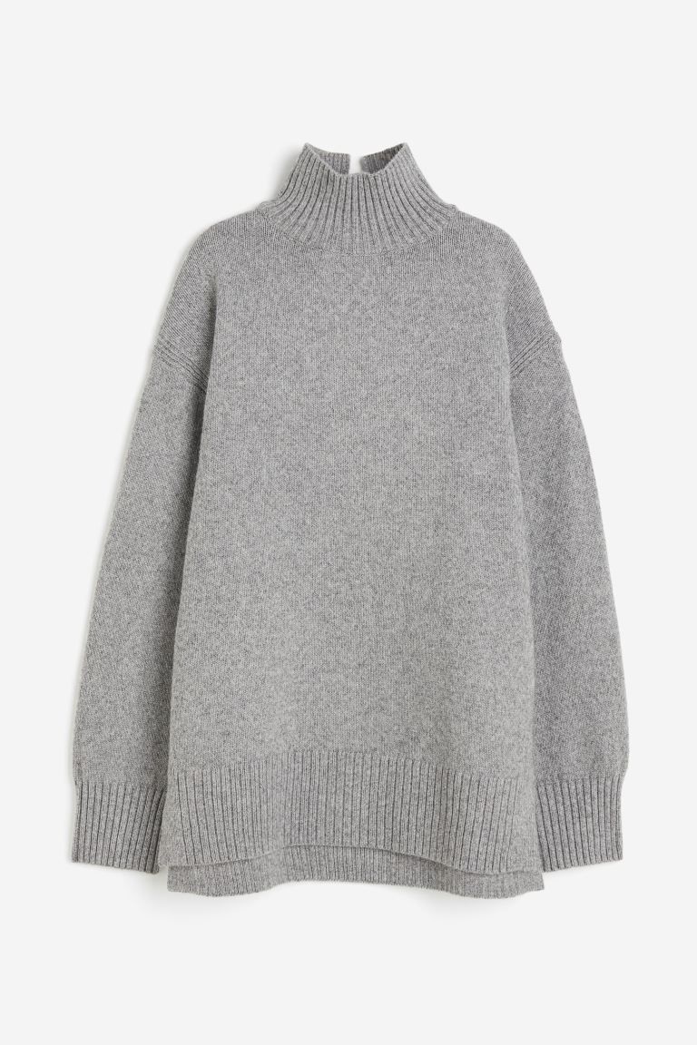 Oversized Turtleneck Sweater - Light beige - Ladies | H&M US | H&M (US)