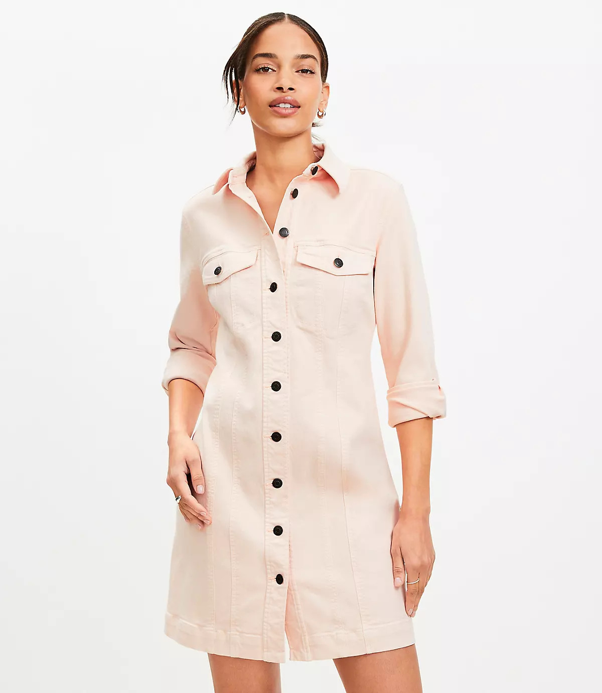 Seamed Denim Mini Pocket Dress | LOFT