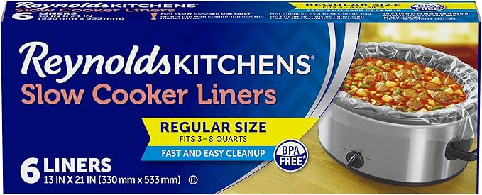 Reynolds Kitchens Premium Slow Cooker Liners - 13 x 21 Inch, 6 Count | Amazon (US)