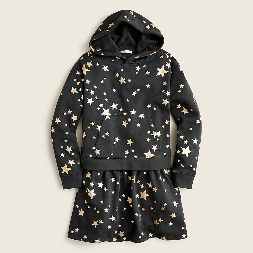 Girls' hoodie sweatshirt-dress in shining stars print | J.Crew US