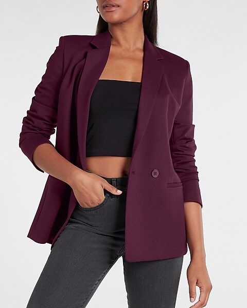 Knit Double Breasted Boyfriend Blazer | Express